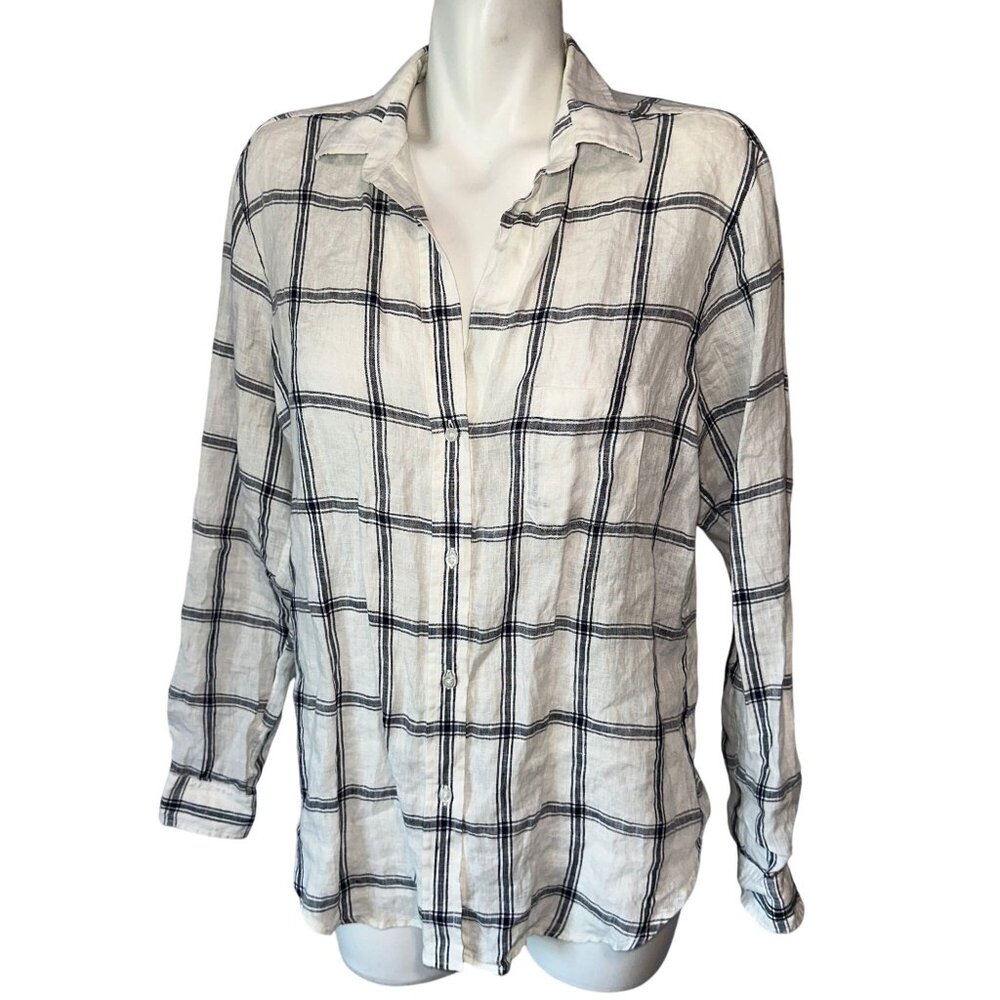 Grayson The Hero Button Down Long Sleeve White Blue Plaid Shirt Size 03 Medium